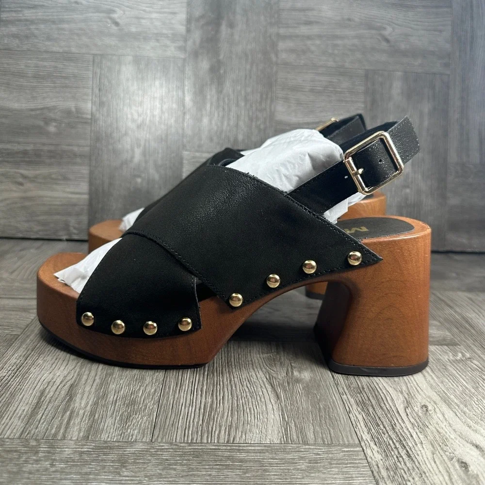 MIA Liarra Platform Clog Sandals Women 7 Black Studded Slingback NEW